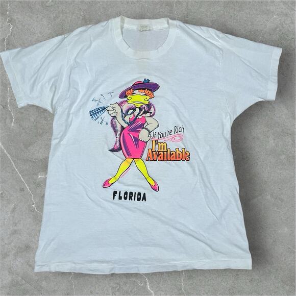 If You’re Rich I’m Available Funny VTG Single Stitch Duck T-Shirt Screen Stars - Picture 1 of 9